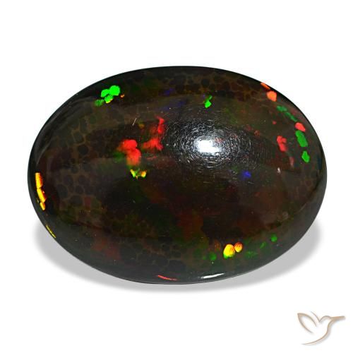 Opala negra multicolorido natural 14,90ct, corte oval, opaco