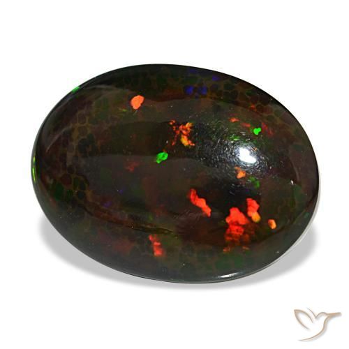 Opala negra multicolorido natural 14,90ct, corte oval, opaco