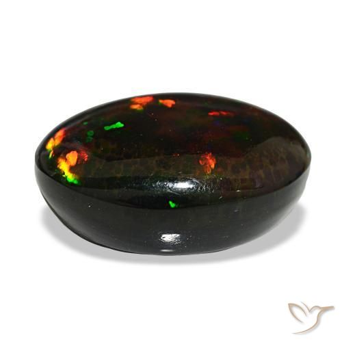 Opala negra multicolorido natural 14,90ct, corte oval, opaco