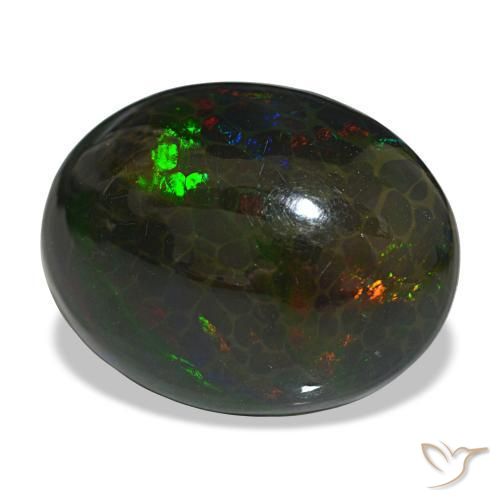 Opala negra multicolorido natural 16,29ct, corte oval, opaco