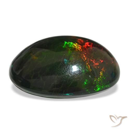 Opala negra multicolorido natural 16,29ct, corte oval, opaco