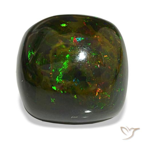 Opala negra multicolorido natural 20,02ct, almofada cortada, opaco