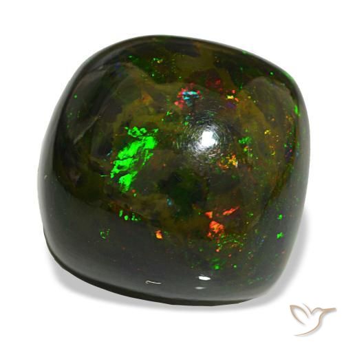 Opala negra multicolorido natural 20,02ct, almofada cortada, opaco