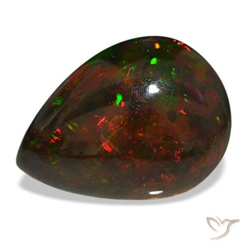 Opala negra multicolorido natural 18,88ct, formato de pêra, opaco