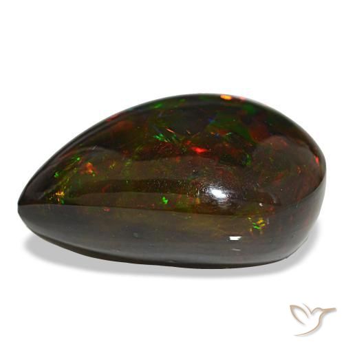 Opala negra multicolorido natural 18,88ct, formato de pêra, opaco