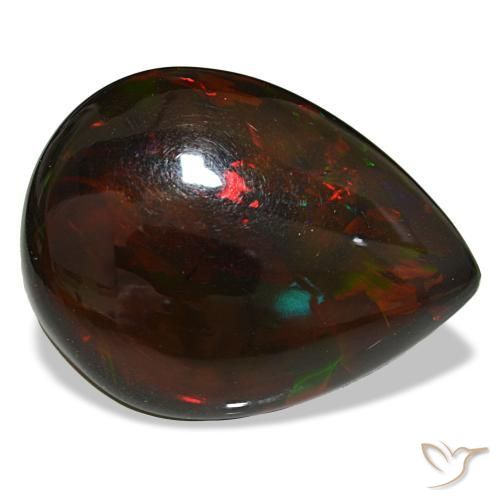 Opala negra multicolorido natural 19,33ct, formato de pêra, opaco