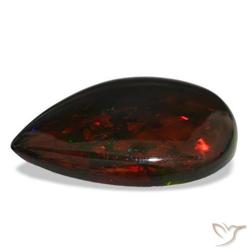 Opala negra multicolorido natural 19,33ct, formato de pêra, opaco
