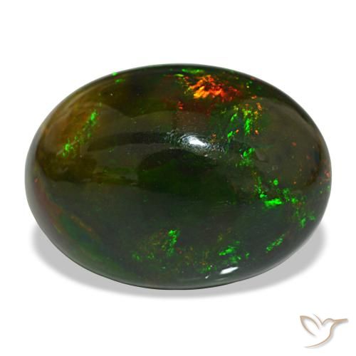 Opala negra multicolorido natural 13,97ct, corte oval, opaco