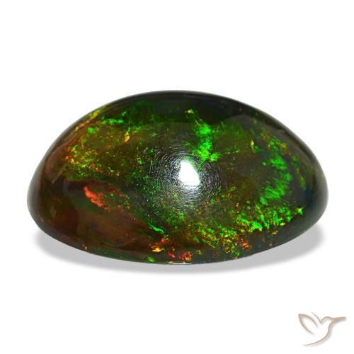 Opala negra multicolorido natural 13,97ct, corte oval, opaco