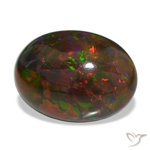 Opala negra multicolorido natural 10,81ct, corte oval, opaco