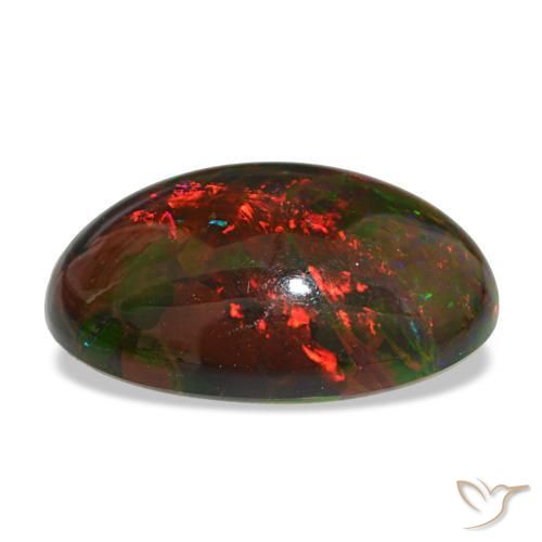 Opala negra multicolorido natural 10,81ct, corte oval, opaco