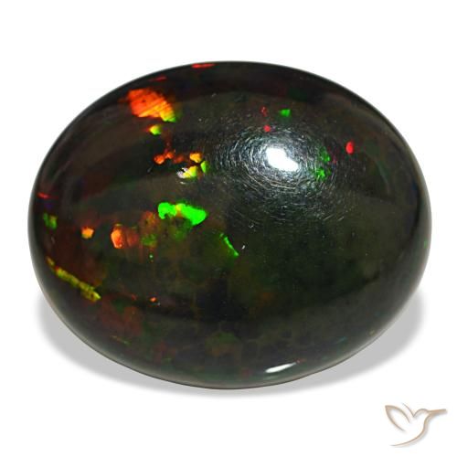 Opala negra multicolorido natural 10,08ct, corte oval, opaco