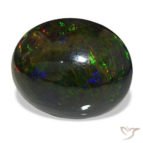 Opala negra multicolorido natural 21,50ct, corte oval, opaco
