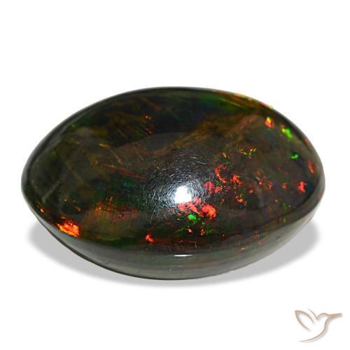 Opala negra multicolorido natural 21,50ct, corte oval, opaco