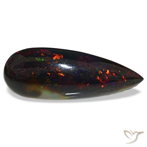 Opala negra multicolorido natural 32,18ct, formato de pêra, opaco