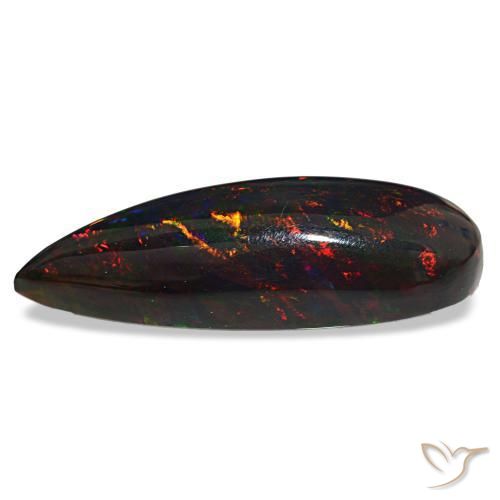 Opala negra multicolorido natural 32,18ct, formato de pêra, opaco