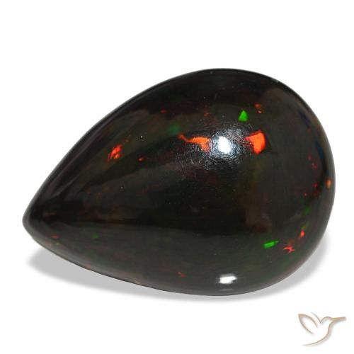 Opala negra multicolorido natural 14,48ct, formato de pêra, opaco