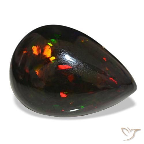 Opala negra multicolorido natural 14,48ct, formato de pêra, opaco