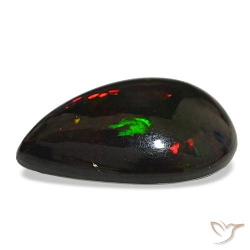 Opala negra multicolorido natural 14,48ct, formato de pêra, opaco