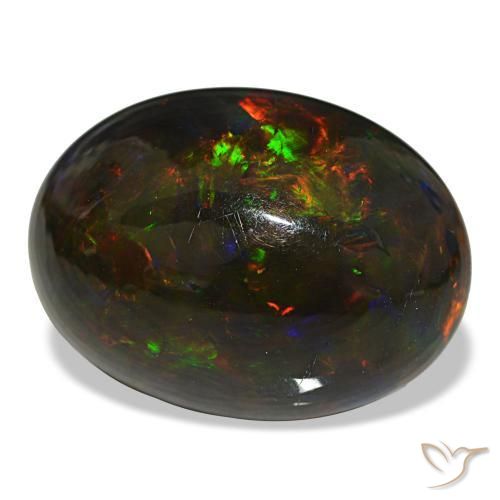 Opala negra multicolorido natural 18,89ct, corte oval, opaco