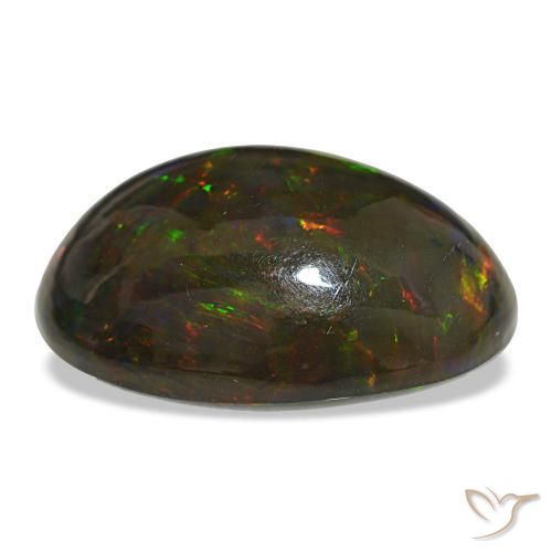 Opala negra multicolorido natural 18,89ct, corte oval, opaco