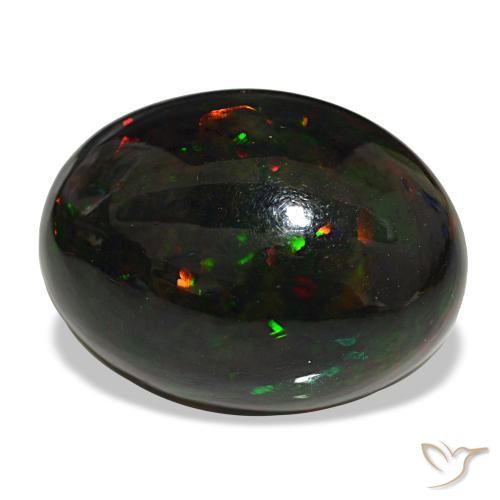 Opala negra multicolorido natural 25,47ct, corte oval, opaco