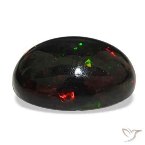 Opala negra multicolorido natural 25,47ct, corte oval, opaco