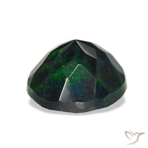 Opala negra multicolorido natural 1,08ct, corte redondo, opaco