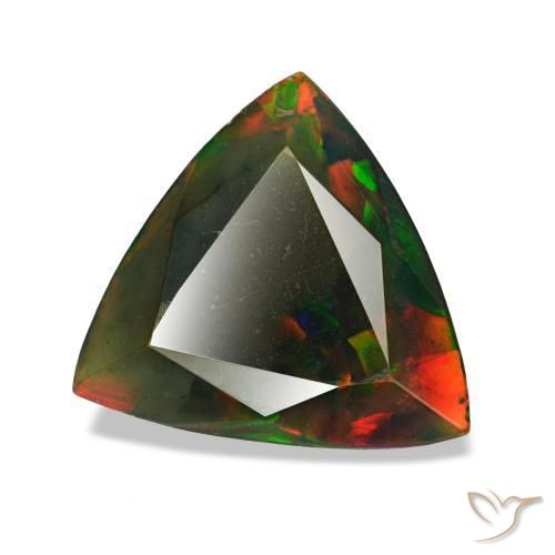 Opala negra multicolorido natural 1,40ct, trillion, opaco