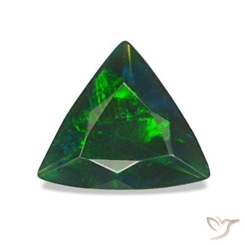 Opala negra multicolorido natural 0,61ct, trillion, opaco