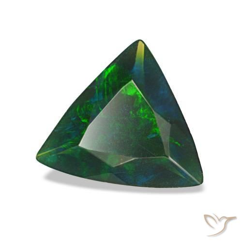 Opala negra multicolorido natural 0,61ct, trillion, opaco
