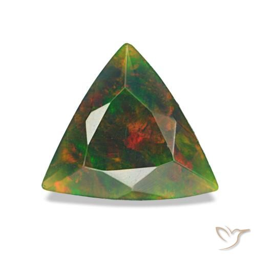 Opala negra multicolorido natural 0,63ct, trillion, opaco