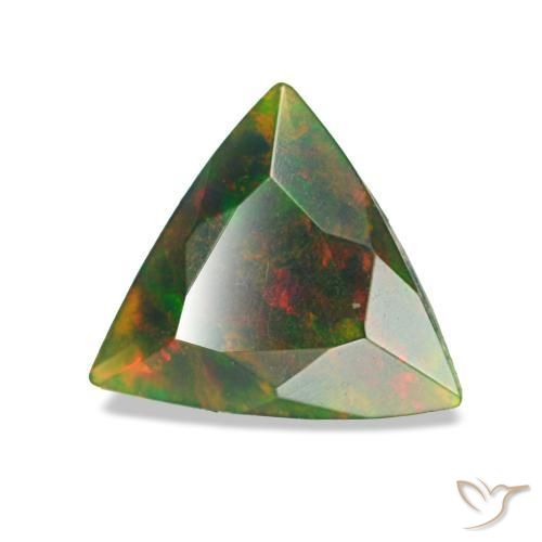 Opala negra multicolorido natural 0,63ct, trillion, opaco