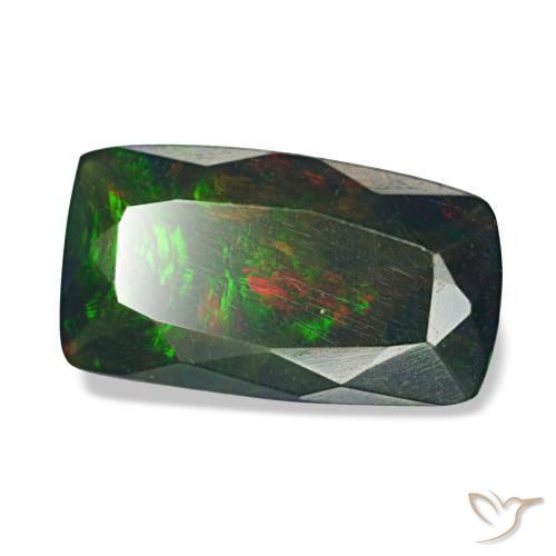 Opala negra multicolorido natural 1,42ct, almofada cortada, opaco