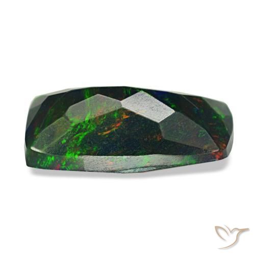 Opala negra multicolorido natural 1,42ct, almofada cortada, opaco