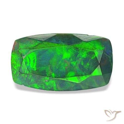 Opala negra multicolorido natural 1,31ct, almofada cortada, opaco