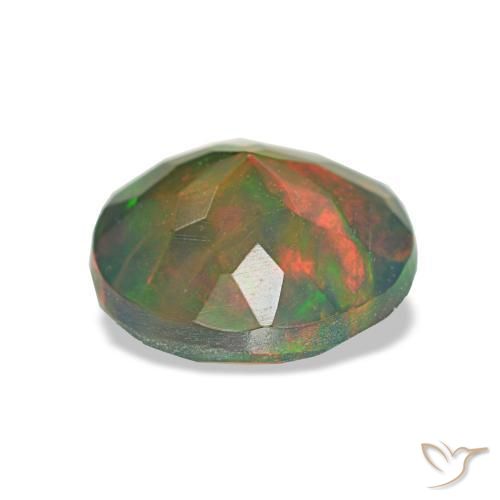 Opala negra multicolorido natural 1,18ct, corte redondo, translúcido