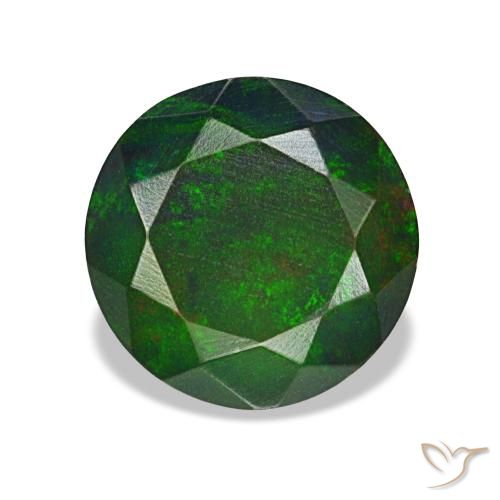 Opala negra multicolorido natural 1,36ct, corte redondo, opaco
