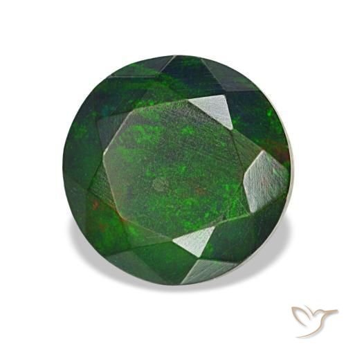 Opala negra multicolorido natural 1,36ct, corte redondo, opaco