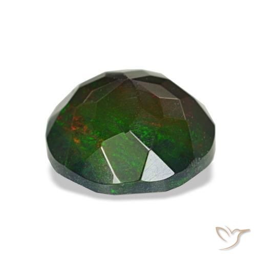Opala negra multicolorido natural 1,36ct, corte redondo, opaco