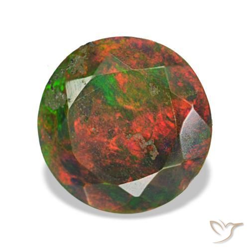 Opala negra multicolorido natural 1,57ct, corte redondo, opaco