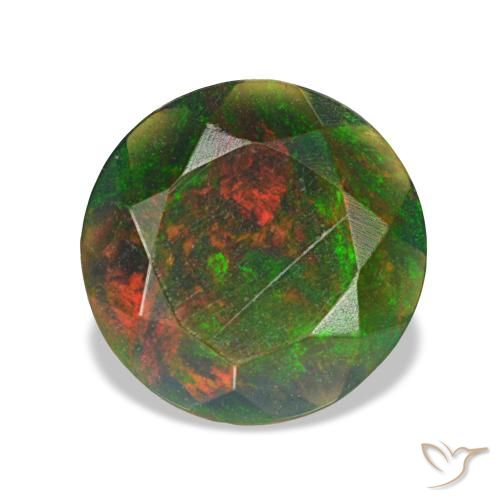 Opala negra multicolorido natural 1,07ct, corte redondo, opaco