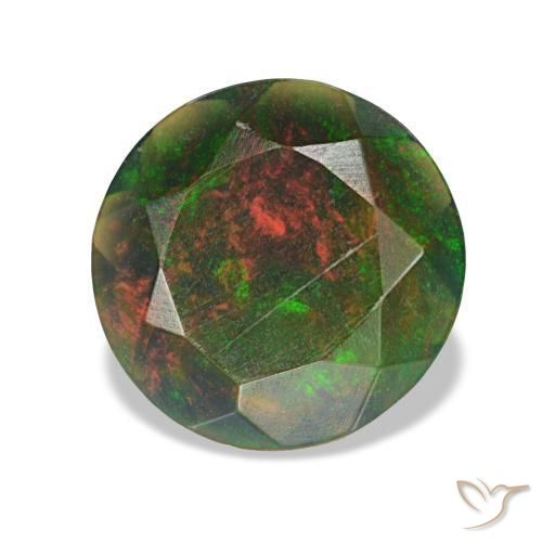 Opala negra multicolorido natural 1,07ct, corte redondo, opaco