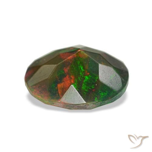 Opala negra multicolorido natural 1,07ct, corte redondo, opaco