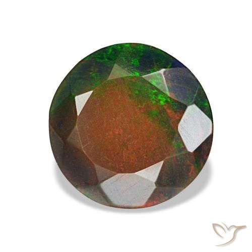 Opala negra multicolorido natural 1,34ct, corte redondo, opaco