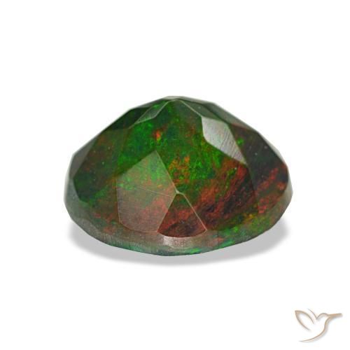 Opala negra multicolorido natural 1,34ct, corte redondo, opaco