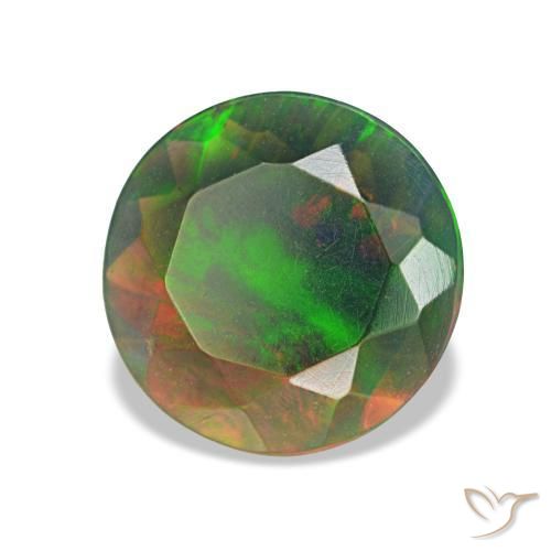 Opala negra multicolorido natural 1,00ct, corte redondo, opaco