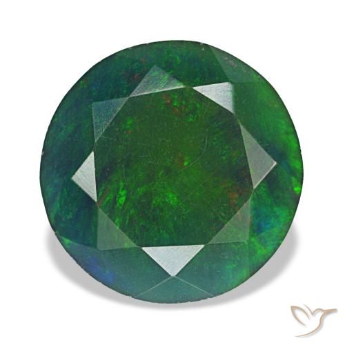 Opala negra multicolorido natural 2,91ct, corte redondo, opaco