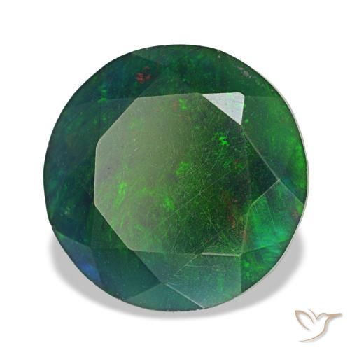 Opala negra multicolorido natural 2,91ct, corte redondo, opaco