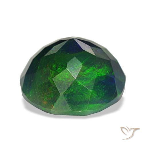 Opala negra multicolorido natural 2,91ct, corte redondo, opaco